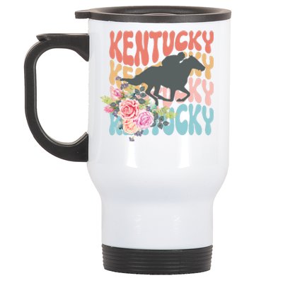 Kentucky Horse Floral Colorful Retro Stainless Steel Travel Mug