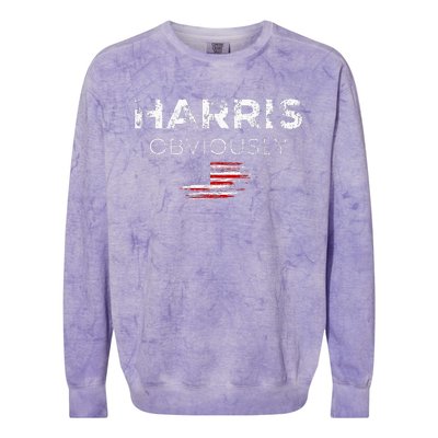 Kamala Harris For President 2024 Obviously Colorblast Crewneck Sweatshirt