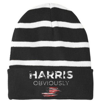 Kamala Harris For President 2024 Obviously Striped Beanie with Solid Band