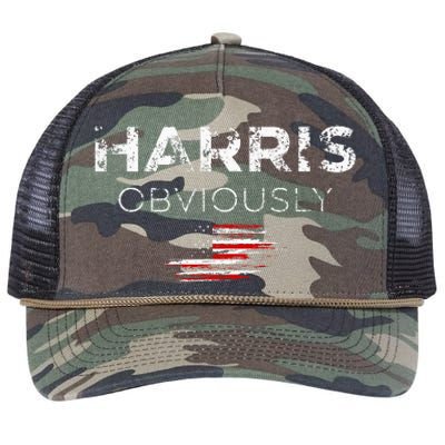 Kamala Harris For President 2024 Obviously Retro Rope Trucker Hat Cap