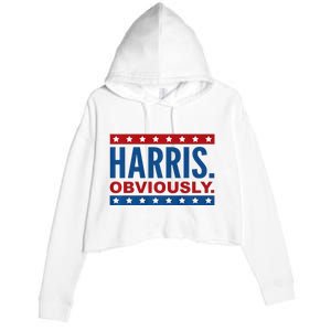 Kamala Harris For President Obviously 2024 Crop Fleece Hoodie