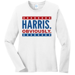 Kamala Harris For President Obviously 2024 Ladies Long Sleeve Shirt