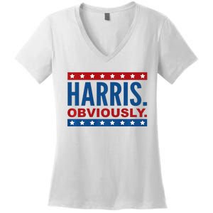 Kamala Harris For President Obviously 2024 Women's V-Neck T-Shirt