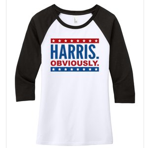 Kamala Harris For President Obviously 2024 Women's Tri-Blend 3/4-Sleeve Raglan Shirt