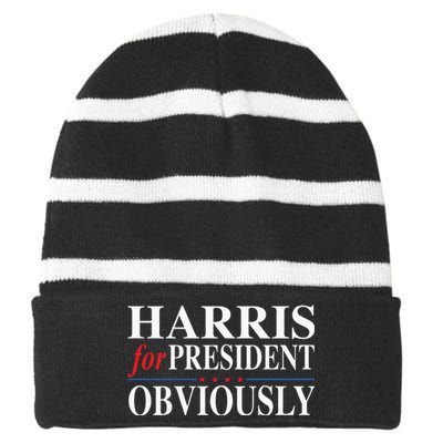 Kamala Harris For President Obviously Striped Beanie with Solid Band