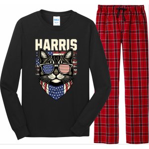 Kamala Harris For President 2024 Funny Cat Lady Graphic Gift Long Sleeve Pajama Set