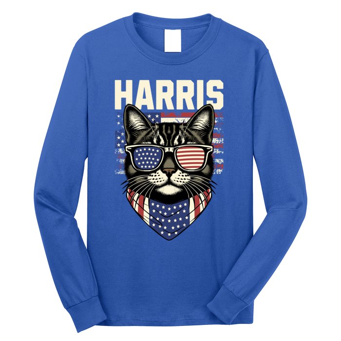 Kamala Harris For President 2024 Funny Cat Lady Graphic Gift Long Sleeve Shirt