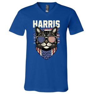 Kamala Harris For President 2024 Funny Cat Lady Graphic Gift V-Neck T-Shirt