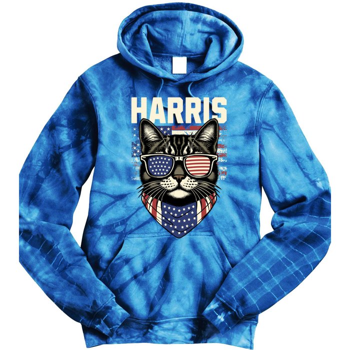 Kamala Harris For President 2024 Funny Cat Lady Graphic Gift Tie Dye Hoodie