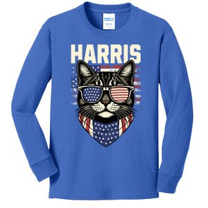 Kamala Harris For President 2024 Funny Cat Lady Graphic Gift Kids Long Sleeve Shirt