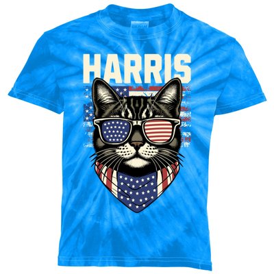 Kamala Harris For President 2024 Funny Cat Lady Graphic Gift Kids Tie-Dye T-Shirt