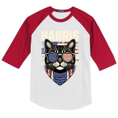 Kamala Harris For President 2024 Funny Cat Lady Graphic Gift Kids Colorblock Raglan Jersey