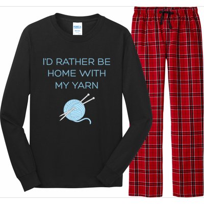 Knitting Home Funny Grandma Mom Crocheting Yarn Lover Gift Funny Gift Long Sleeve Pajama Set