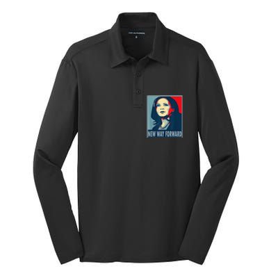 Kamala Harris Forward 2024 Presidential Election President Silk Touch Performance Long Sleeve Polo