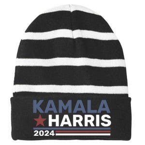 Kamala Harris For President 2024 Striped Beanie with Solid Band