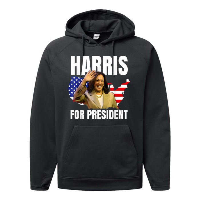 Kalama Harris For President 2024 Performance Fleece Hoodie