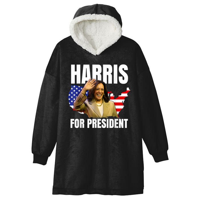 Kalama Harris For President 2024 Hooded Wearable Blanket