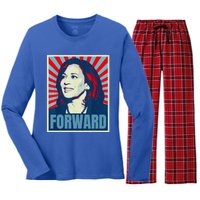 Kamala Harris Forward Vintage Poster 2024 Gift Women's Long Sleeve Flannel Pajama Set 