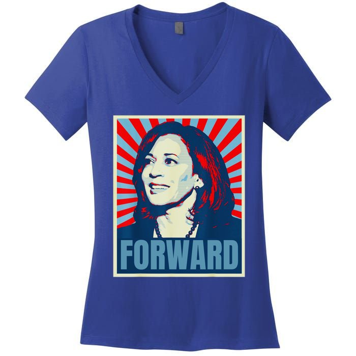 Kamala Harris Forward Vintage Poster 2024 Gift Women's V-Neck T-Shirt