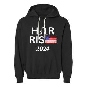 Kamala Harris Flag Her Rise 2024 For President Garment-Dyed Fleece Hoodie