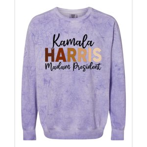 Kamala Harris For President 2024 Democrat Madam President Colorblast Crewneck Sweatshirt