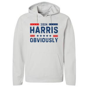 Kamala Harris For President Obviously 2024 Performance Fleece Hoodie