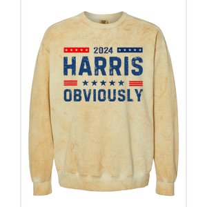 Kamala Harris For President Obviously 2024 Colorblast Crewneck Sweatshirt