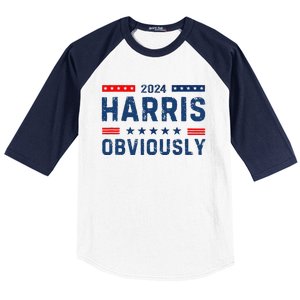 Kamala Harris For President Obviously 2024 Baseball Sleeve Shirt