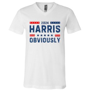 Kamala Harris For President Obviously 2024 V-Neck T-Shirt