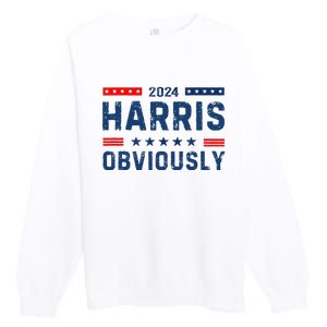 Kamala Harris For President Obviously 2024 Premium Crewneck Sweatshirt