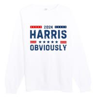 Kamala Harris For President Obviously 2024 Premium Crewneck Sweatshirt