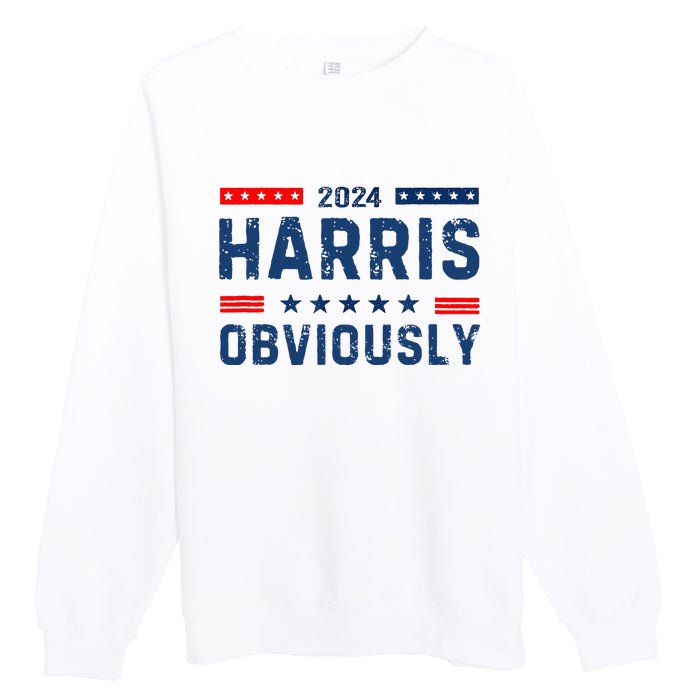 Kamala Harris For President Obviously 2024 Premium Crewneck Sweatshirt