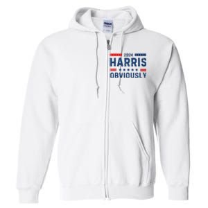 Kamala Harris For President Obviously 2024 Full Zip Hoodie