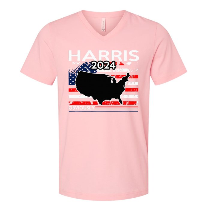 Kamala Harris For President Obviously V-Neck T-Shirt