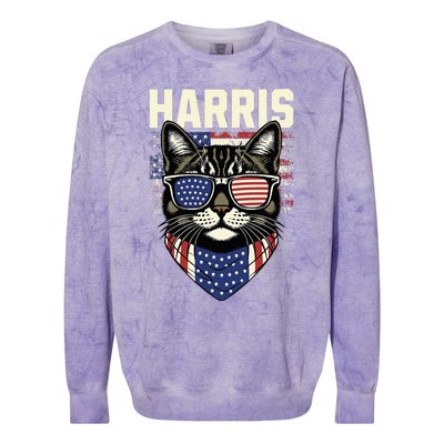 Kamala Harris For President 2024 Funny Cat Graphic Colorblast Crewneck Sweatshirt