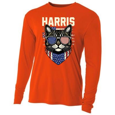 Kamala Harris For President 2024 Funny Cat Graphic Cooling Performance Long Sleeve Crew