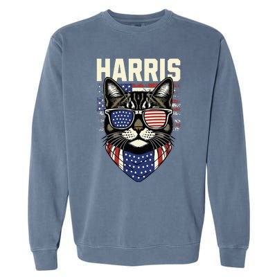 Kamala Harris For President 2024 Funny Cat Graphic Garment-Dyed Sweatshirt