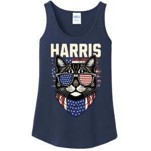 Kamala Harris For President 2024 Funny Cat Graphic Ladies Essential Tank