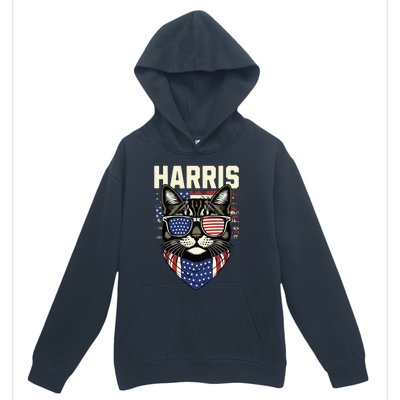 Kamala Harris For President 2024 Funny Cat Graphic Urban Pullover Hoodie