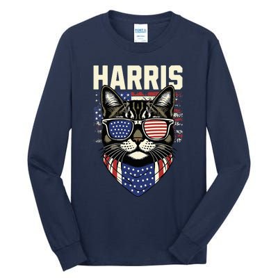 Kamala Harris For President 2024 Funny Cat Graphic Tall Long Sleeve T-Shirt