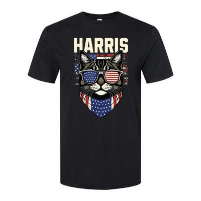 Kamala Harris For President 2024 Funny Cat Graphic Softstyle CVC T-Shirt