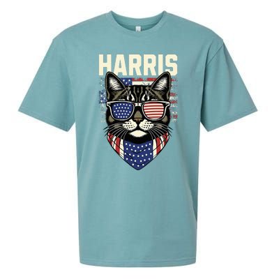 Kamala Harris For President 2024 Funny Cat Graphic Sueded Cloud Jersey T-Shirt