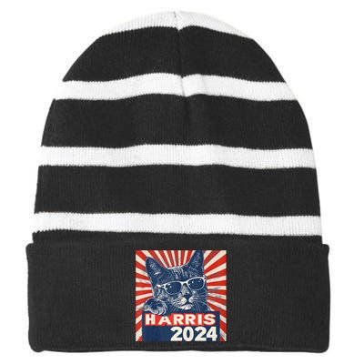 Kamala Harris For President 2024 Striped Beanie with Solid Band