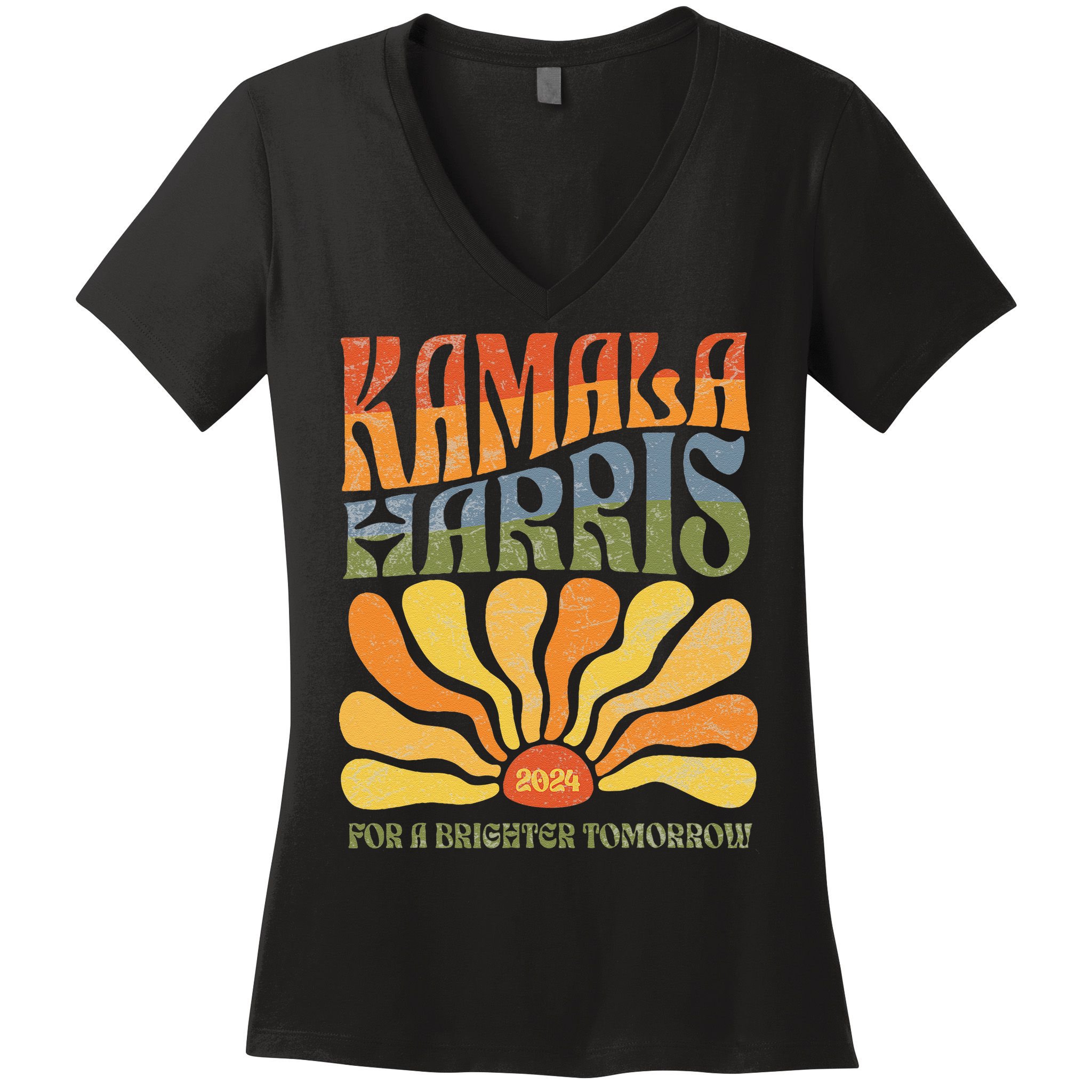 Kamala Harris For A Brighter Tomorrow 2024 Boho Aesthetic Gift Women's V-Neck T-Shirt