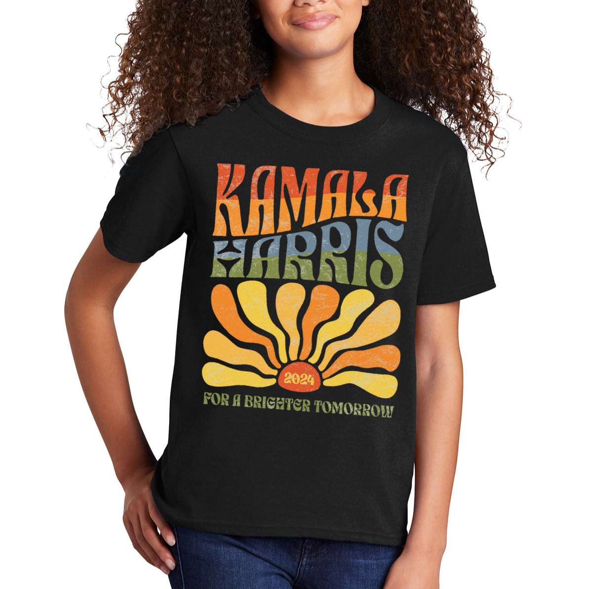 Kamala Harris For A Brighter Tomorrow 2024 Boho Aesthetic Gift Kids T-Shirt