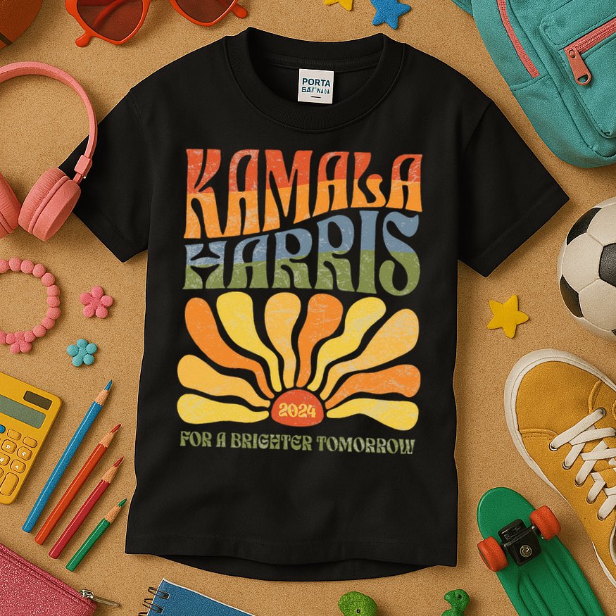 Kamala Harris For A Brighter Tomorrow 2024 Boho Aesthetic Gift Kids T-Shirt