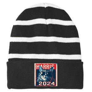 Kamala Harris For President 2024 Striped Beanie with Solid Band