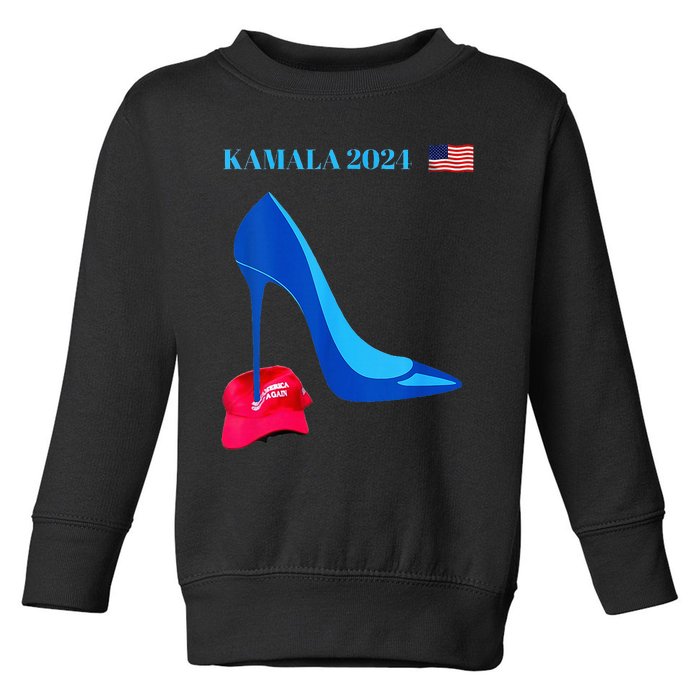 Kamala Harris For President 2024 High Heel Crushed Maga Hat Toddler Sweatshirt