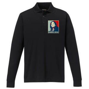 Kamala Harris For President 2024 Eleciton Performance Long Sleeve Polo