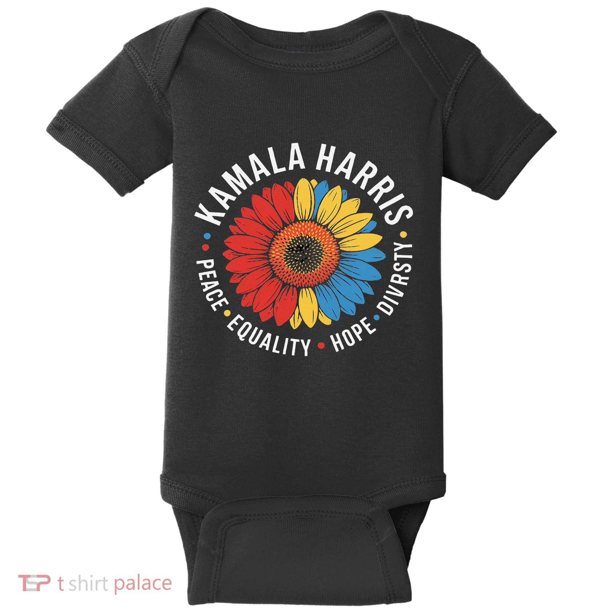 Kamala Harris Floral Peace Love Diversity Equality Baby Bodysuit